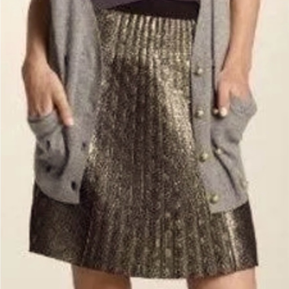 J. Crew Gold Pleated Skirt